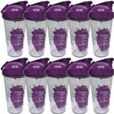 Kit 10X Coqueteleira Transparente/Roxo 500ml - Sanavita