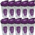 Kit 10X Coqueteleira Transparente/Roxo 500ml - Sanavita