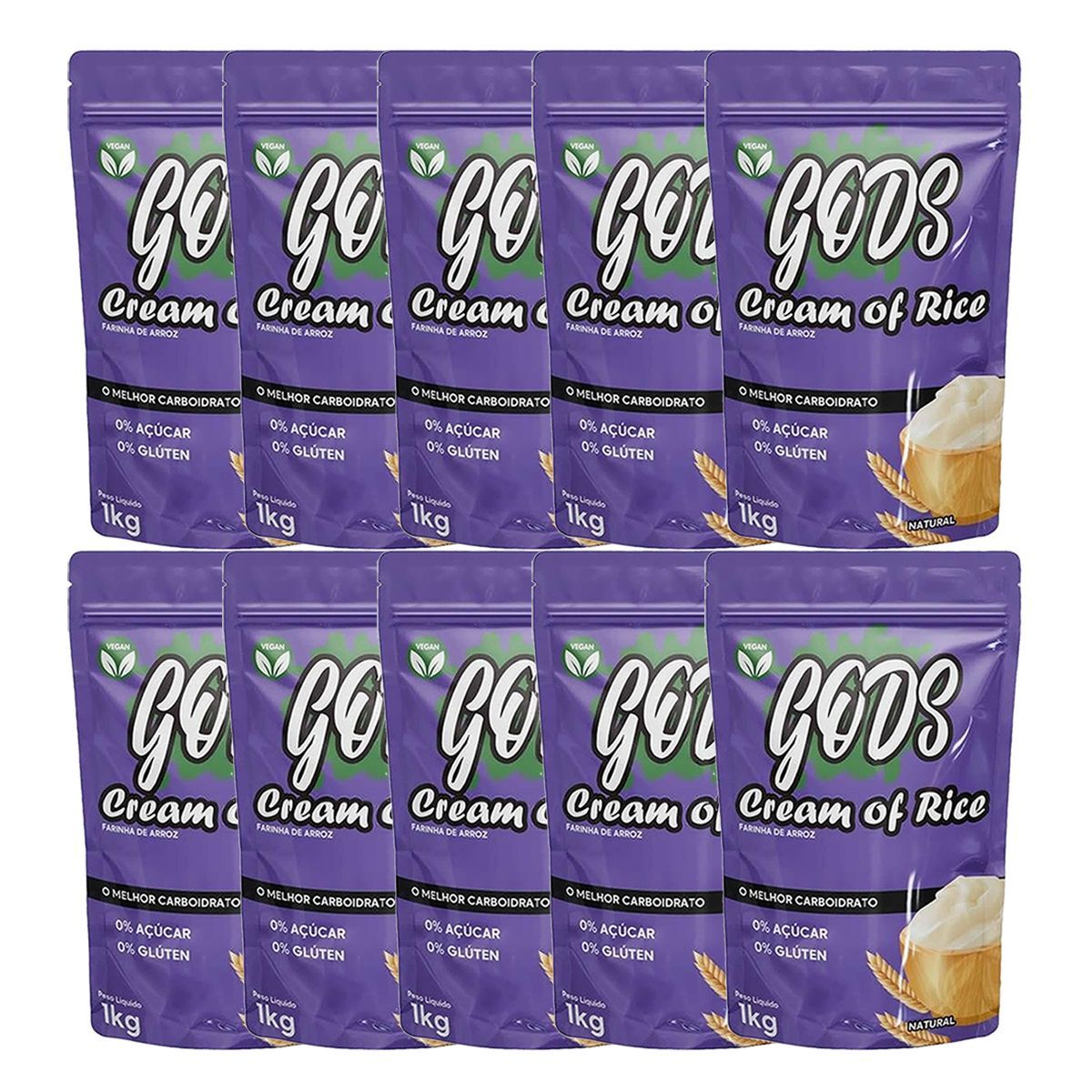 Kit 10X Cream of Rice - 1000g Refil Natural - Canibal