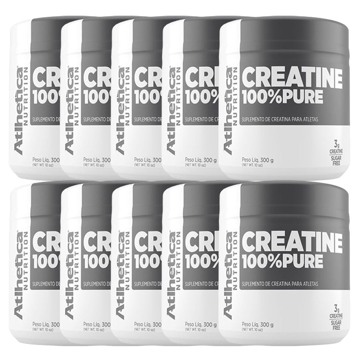 Kit 10X Creatina 100% Pure Pro Series - 300g Natural - Atlhetica Nutrition