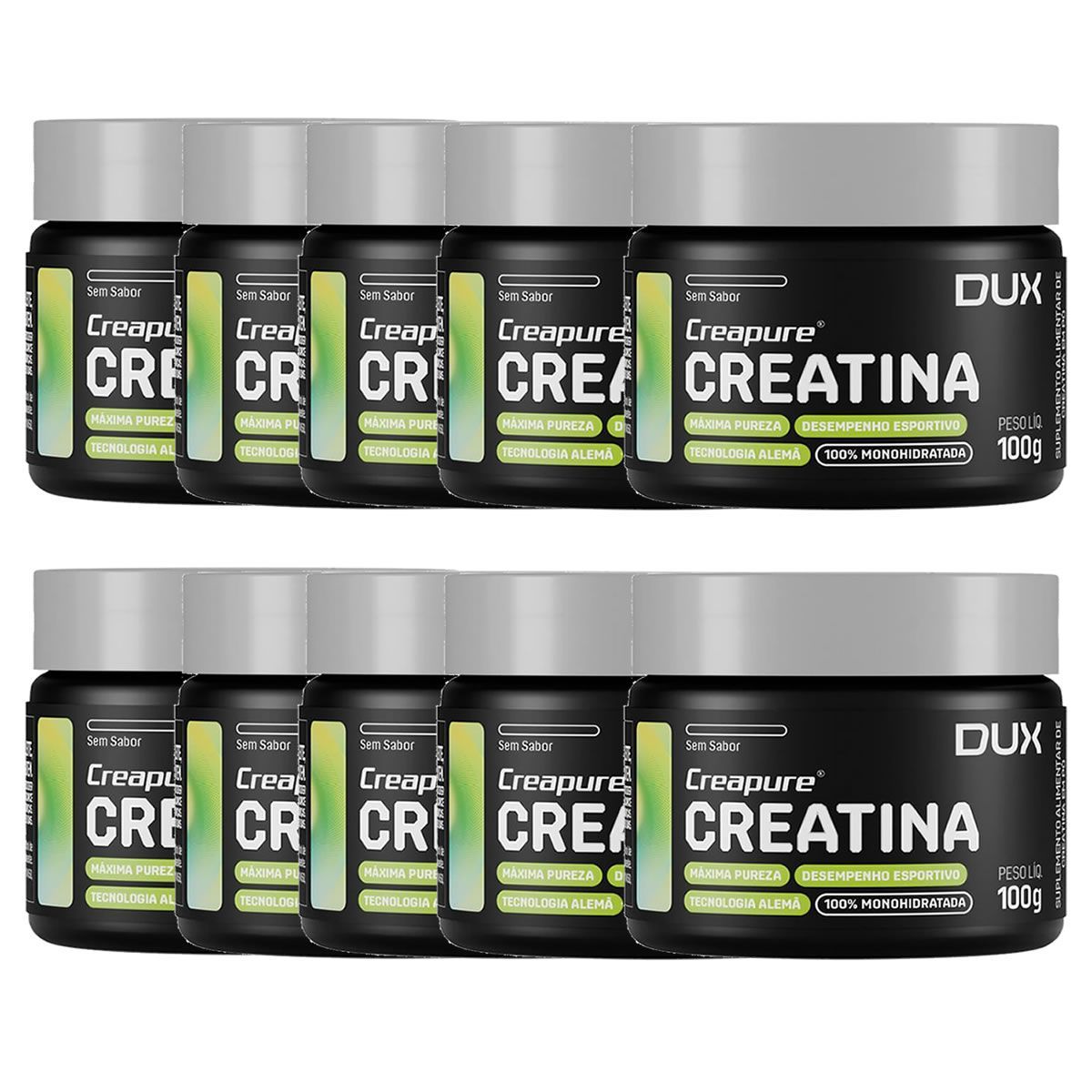 Kit 10X Creatina Creapure - 100g Sabor Natural - Dux Nutrition