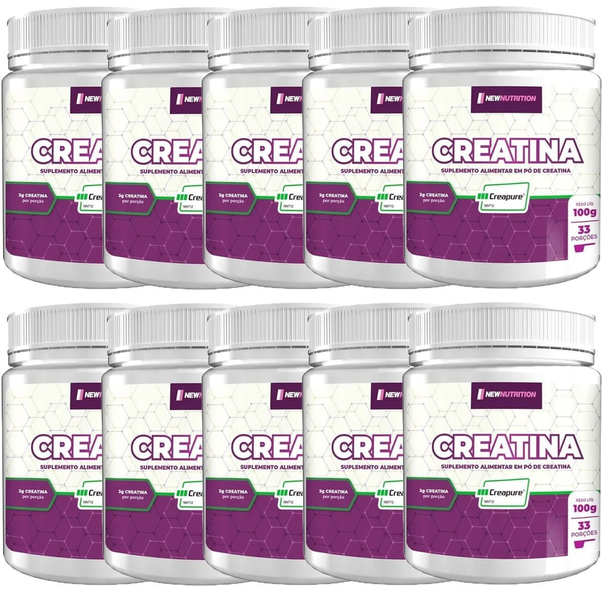 Kit 10X Creatina Creapure - 100g Sem Sabor - NewNutrition