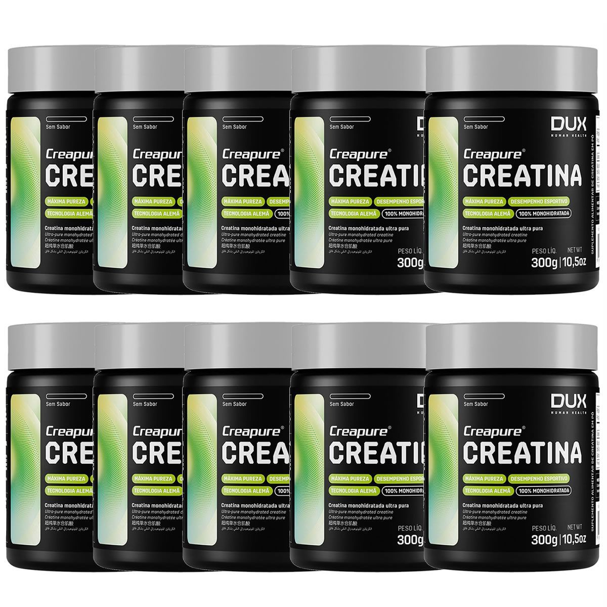 Kit 10X Creatina  Creapure  - 300g Sabor Natural - Dux Nutrition
