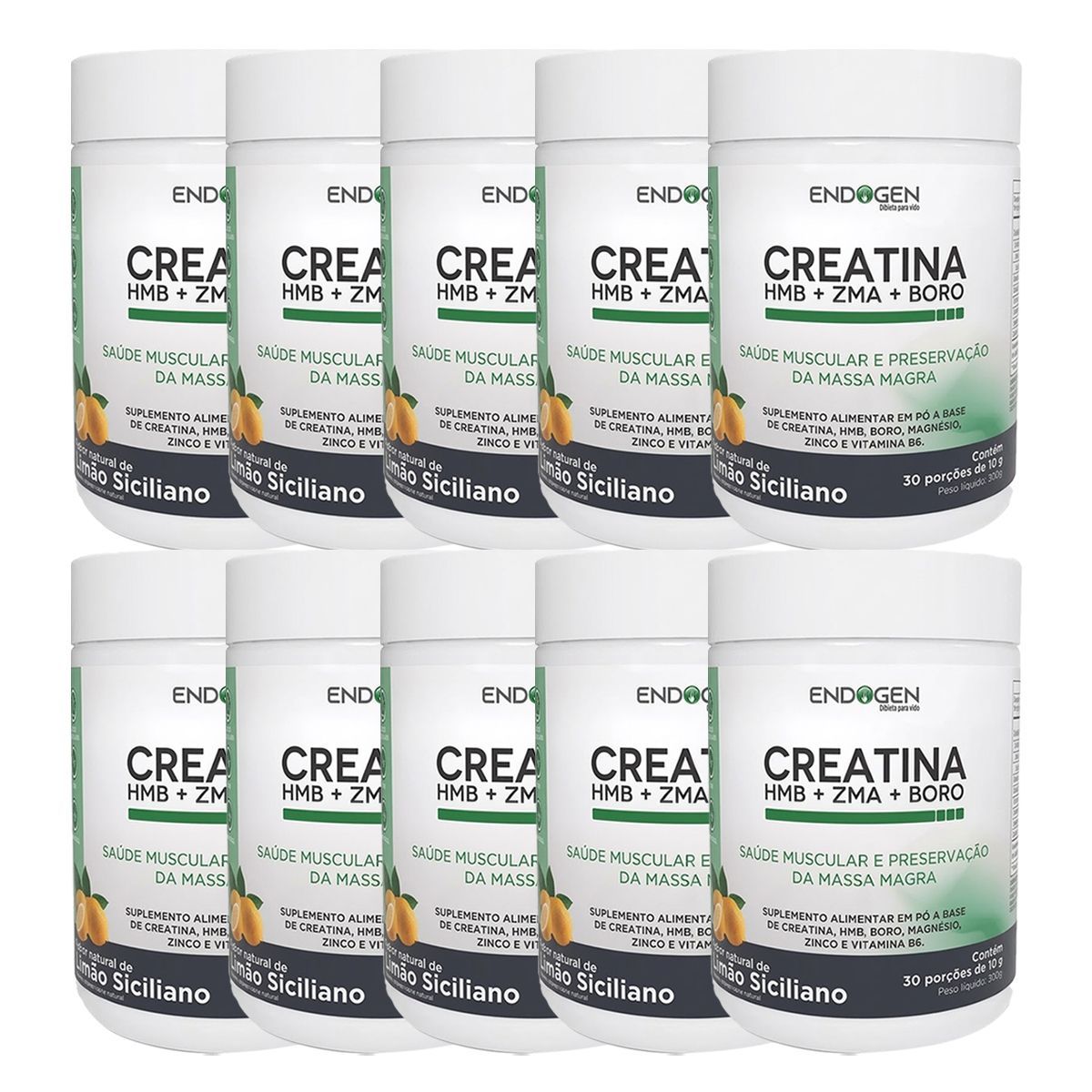 Kit 10X Creatina + HMB + ZMA + BORO - 300g Lim�o Siciliano - Endogen