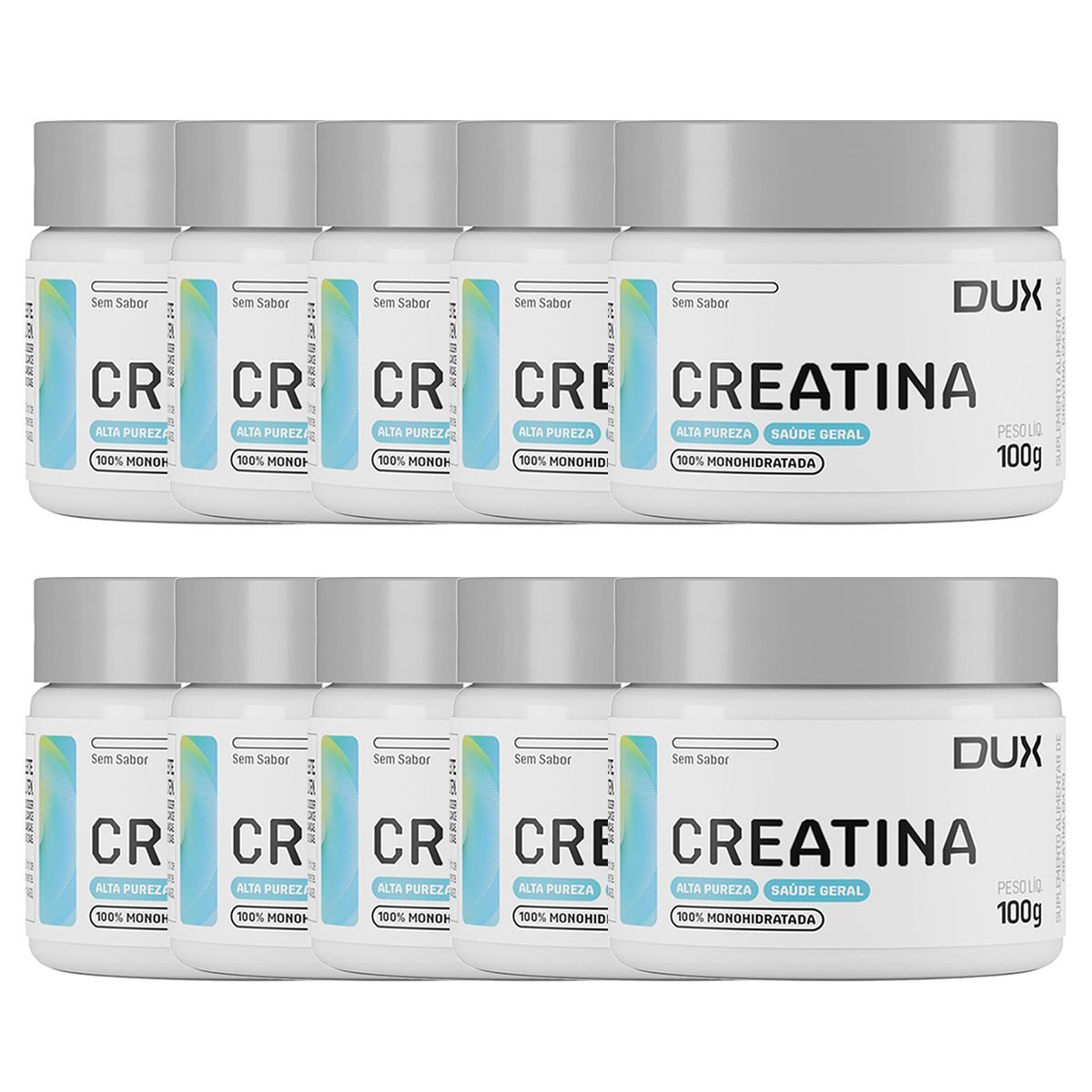 Kit 10X Creatina Monohidratada - 100g Sem Sabor - Dux Nutrition	