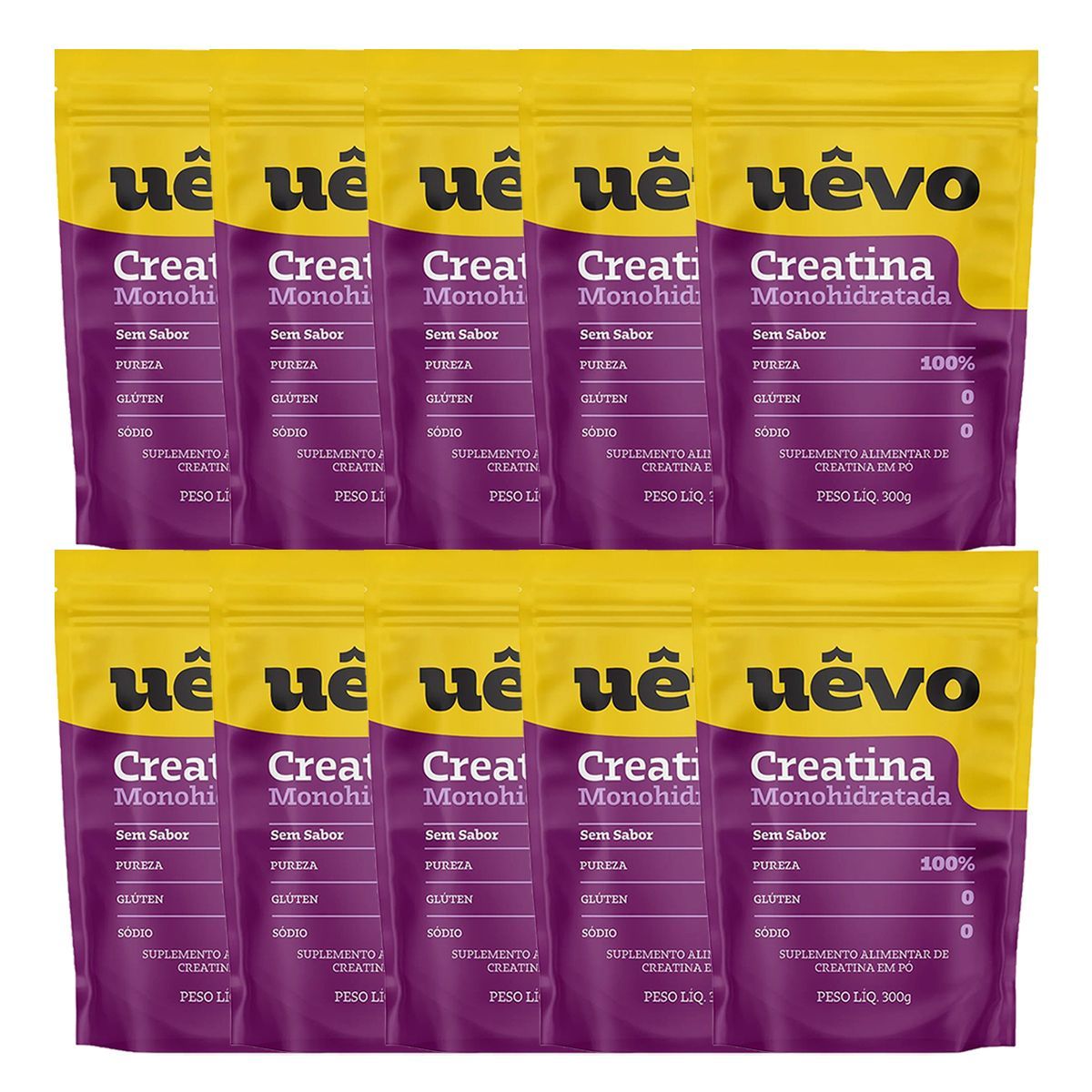Kit 10X Creatina Monohidratada - 300g Natural - U�vo