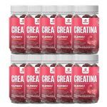Kit 10X Creatina Monohidratada Gummy - 60 Gomas 3,5g Morango - Desinch�
