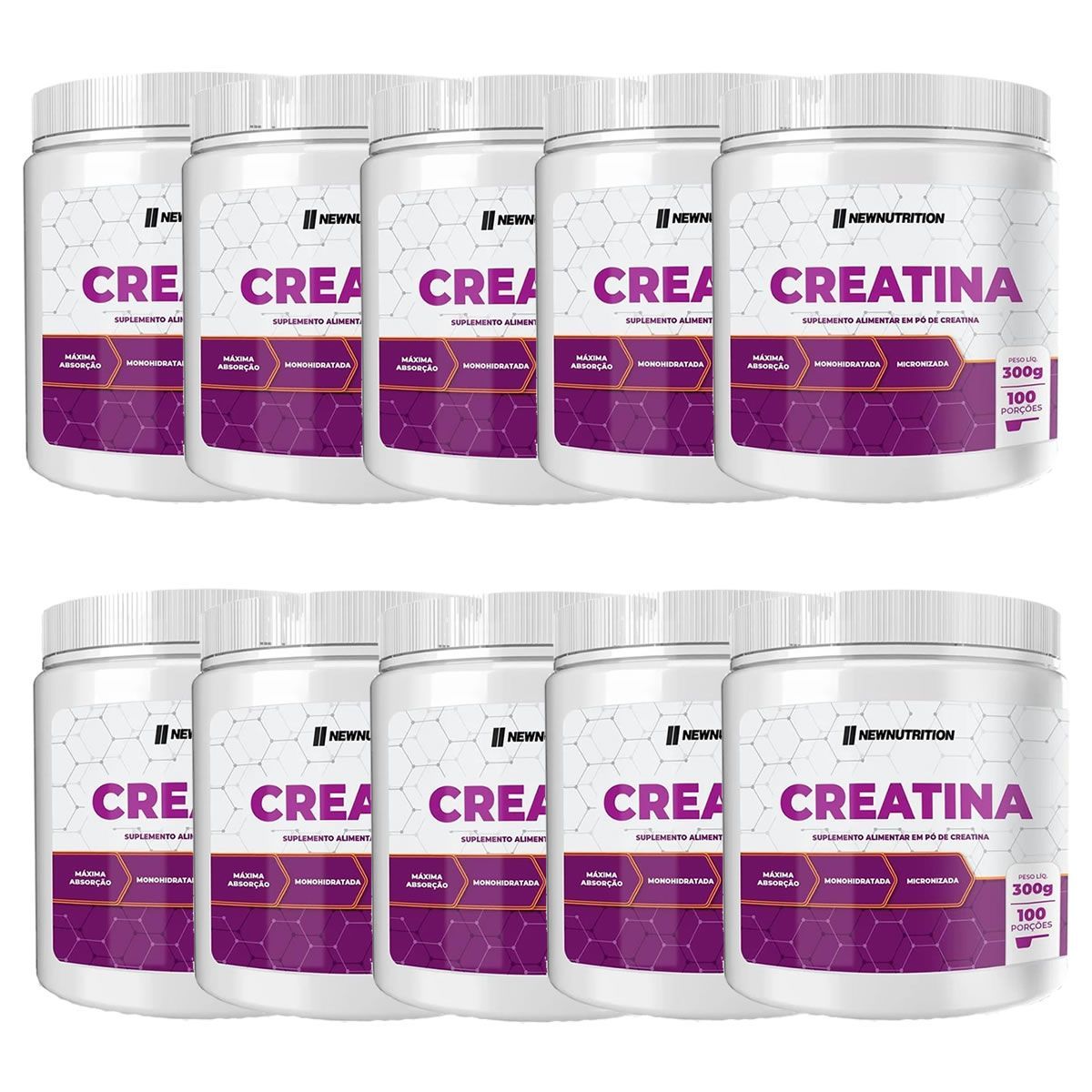 Kit 10X Creatina Monohidratada Micronizada -  300g Neutro - NewNutrition