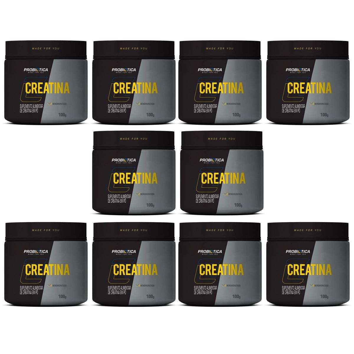 Kit 10X Creatina Monohidratada Pura - 100g - Probi�tica
