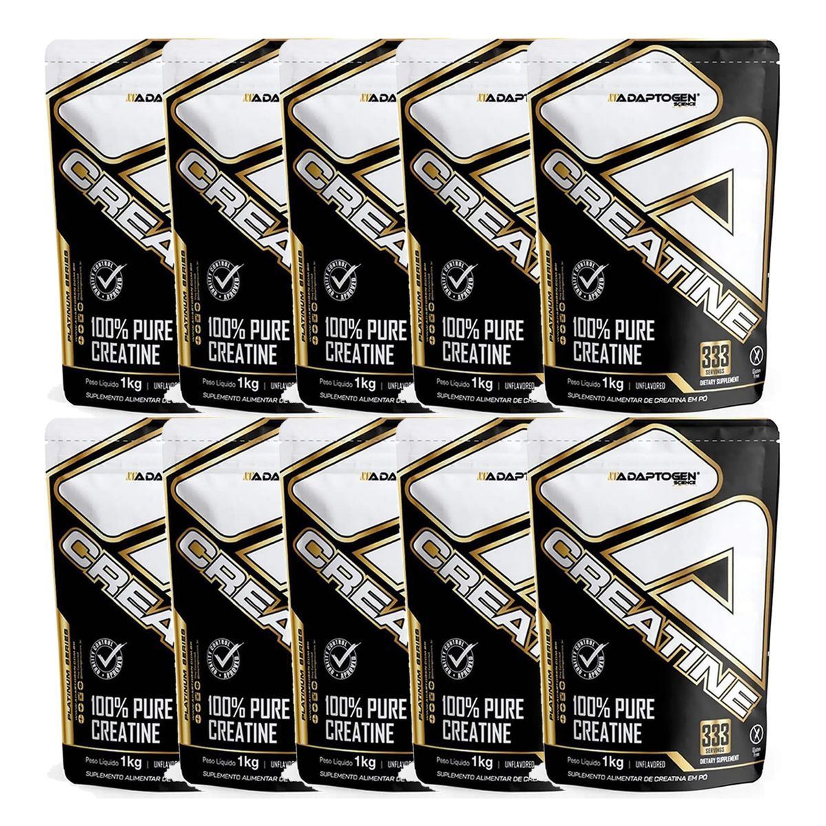 Kit 10X Creatine 100% Pure - 1kg Refil - Adaptogen