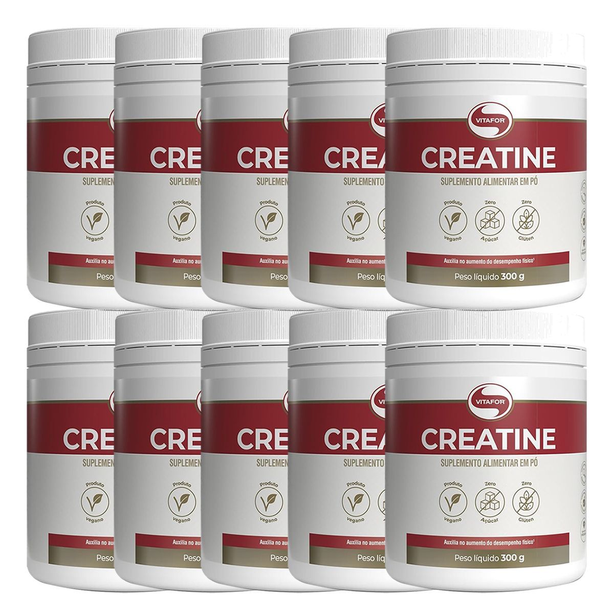Kit 10X Creatine Monohidratada - 300g - Vitafor