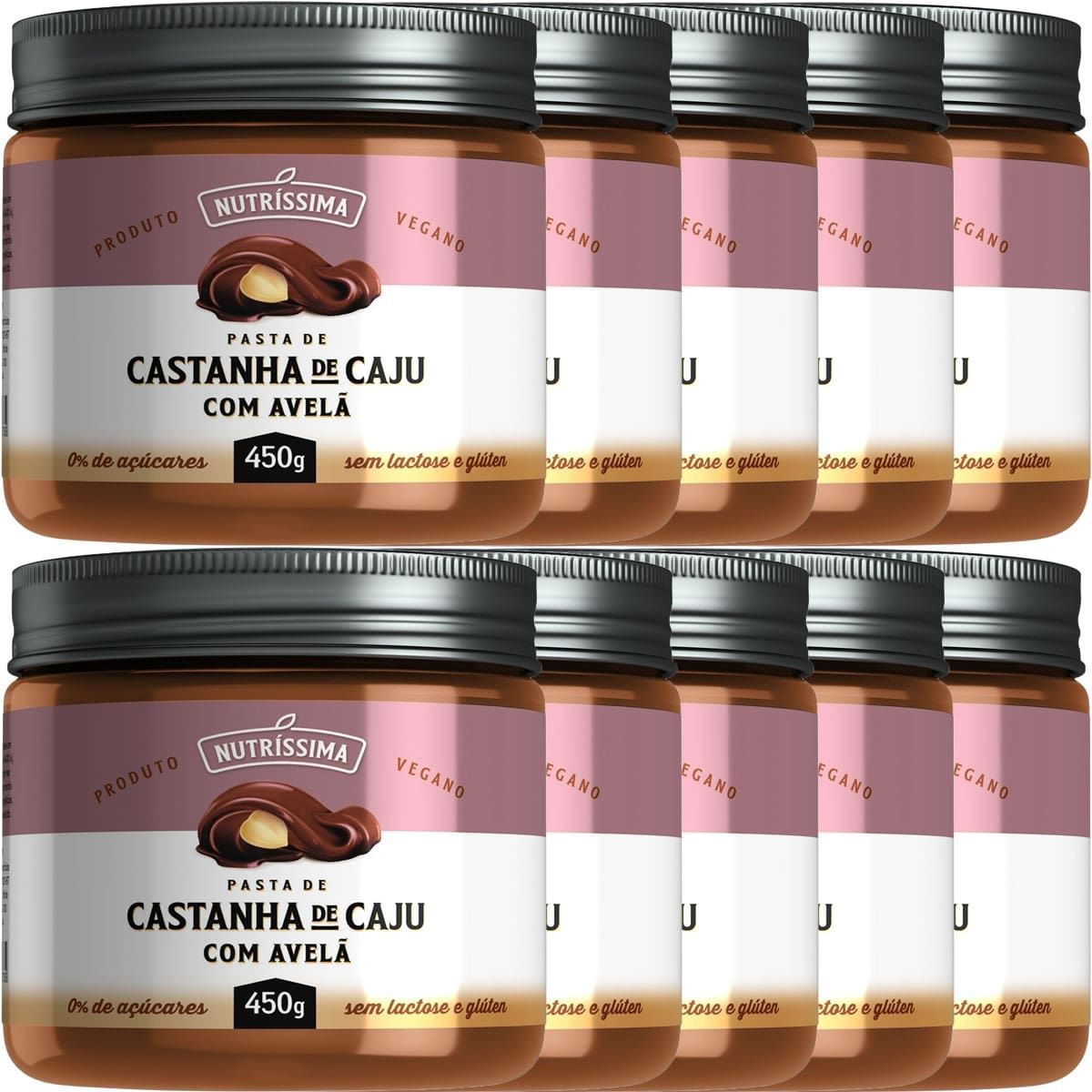 Kit 10X Creme de Castanha de Caju Com Avel� - 450g - Nutrissima