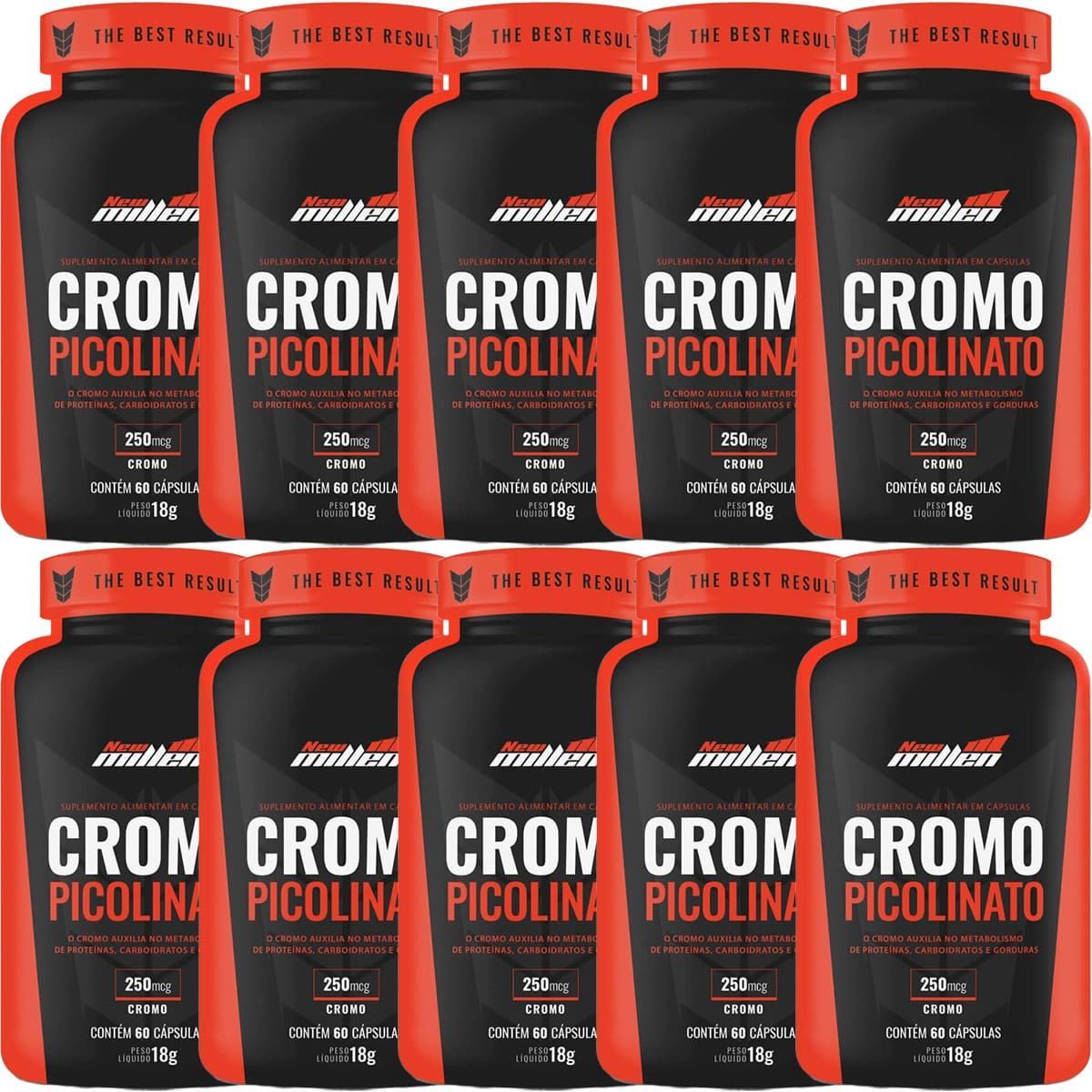 Kit 10X Cromo Picolinato - 60 C�psulas - New Millen