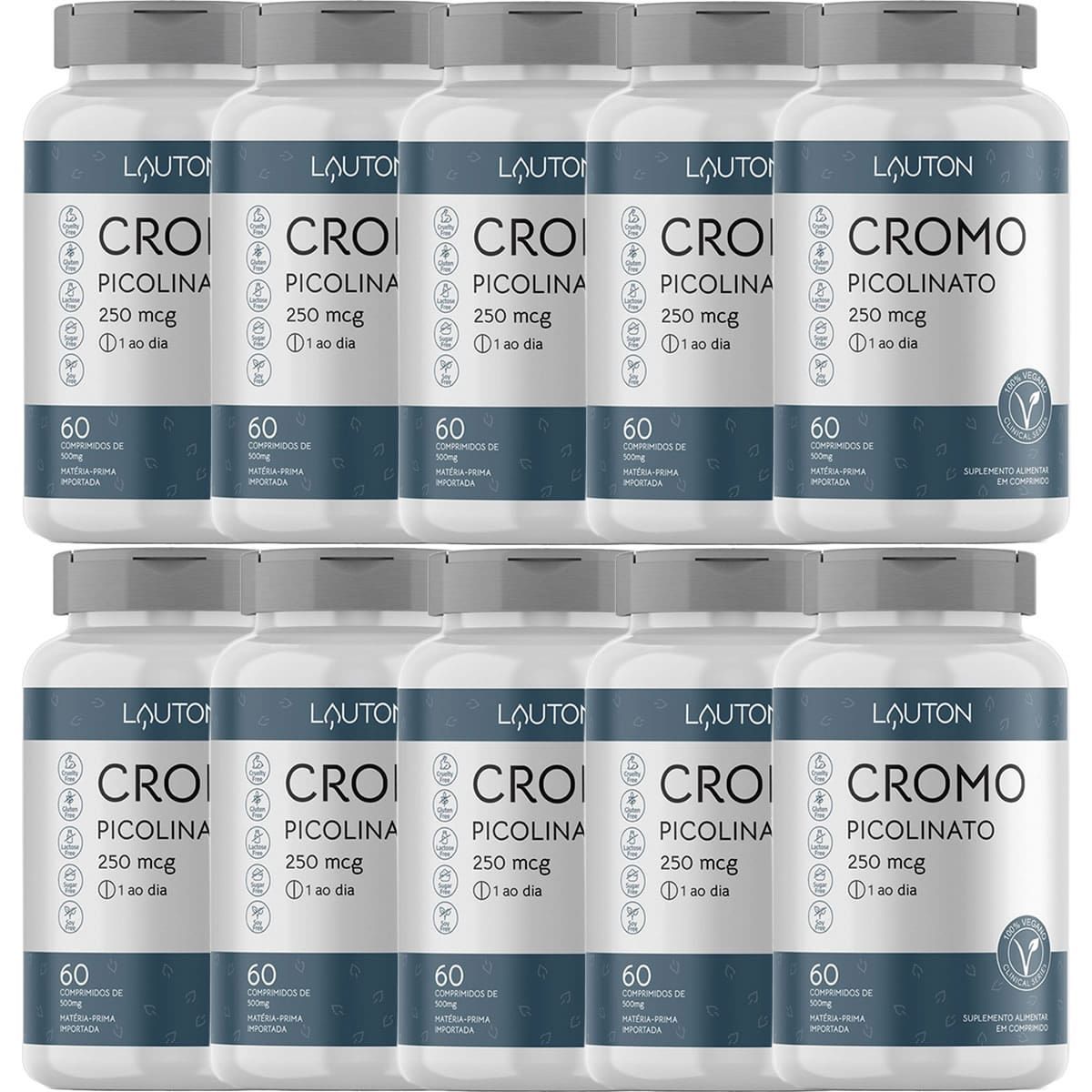 Kit 10X Cromo Picolinato - 60 Comprimidos - Lauton Nutrition
