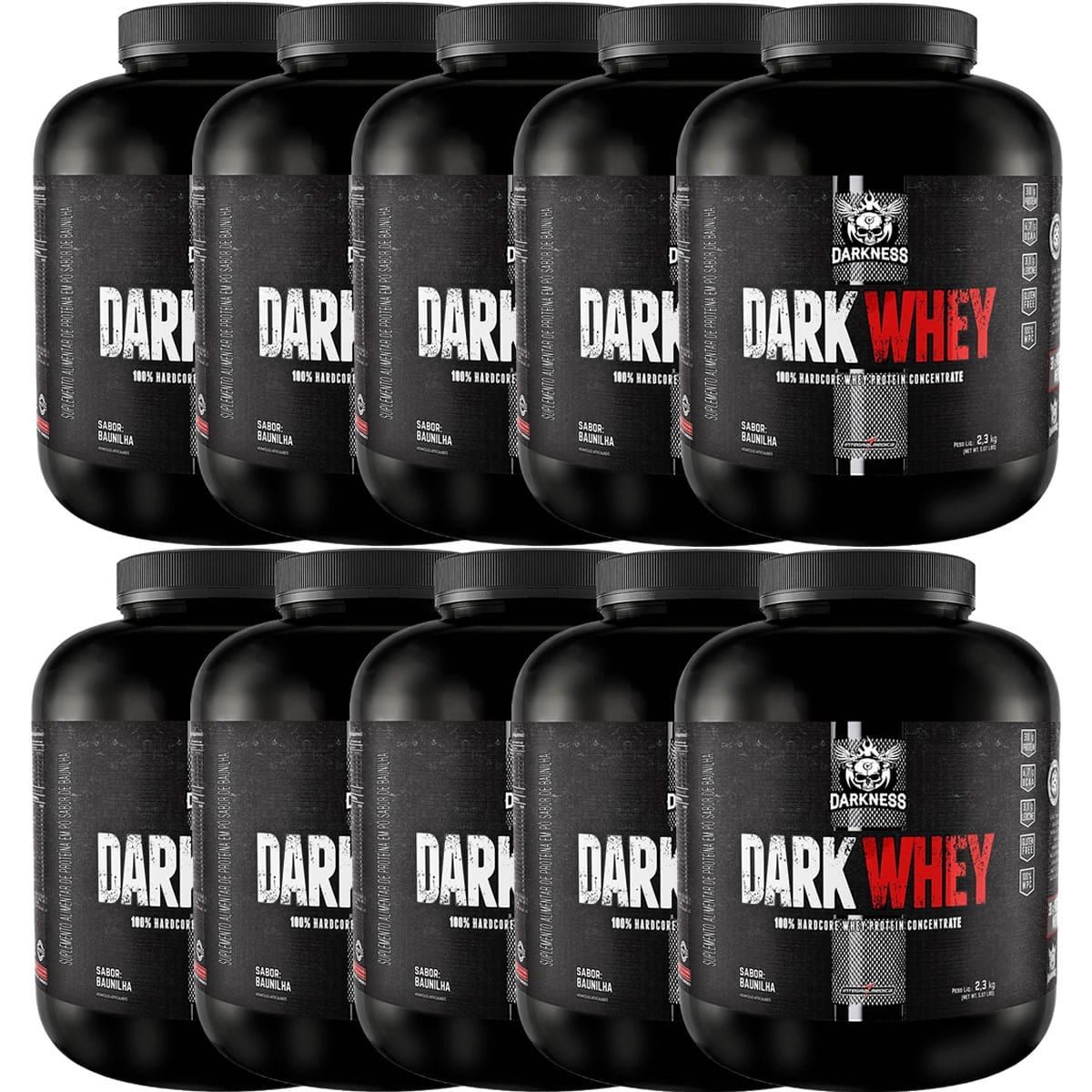 Kit 10X Dark Whey Darkness - 2.300g Baunilha - IntegralM�dica