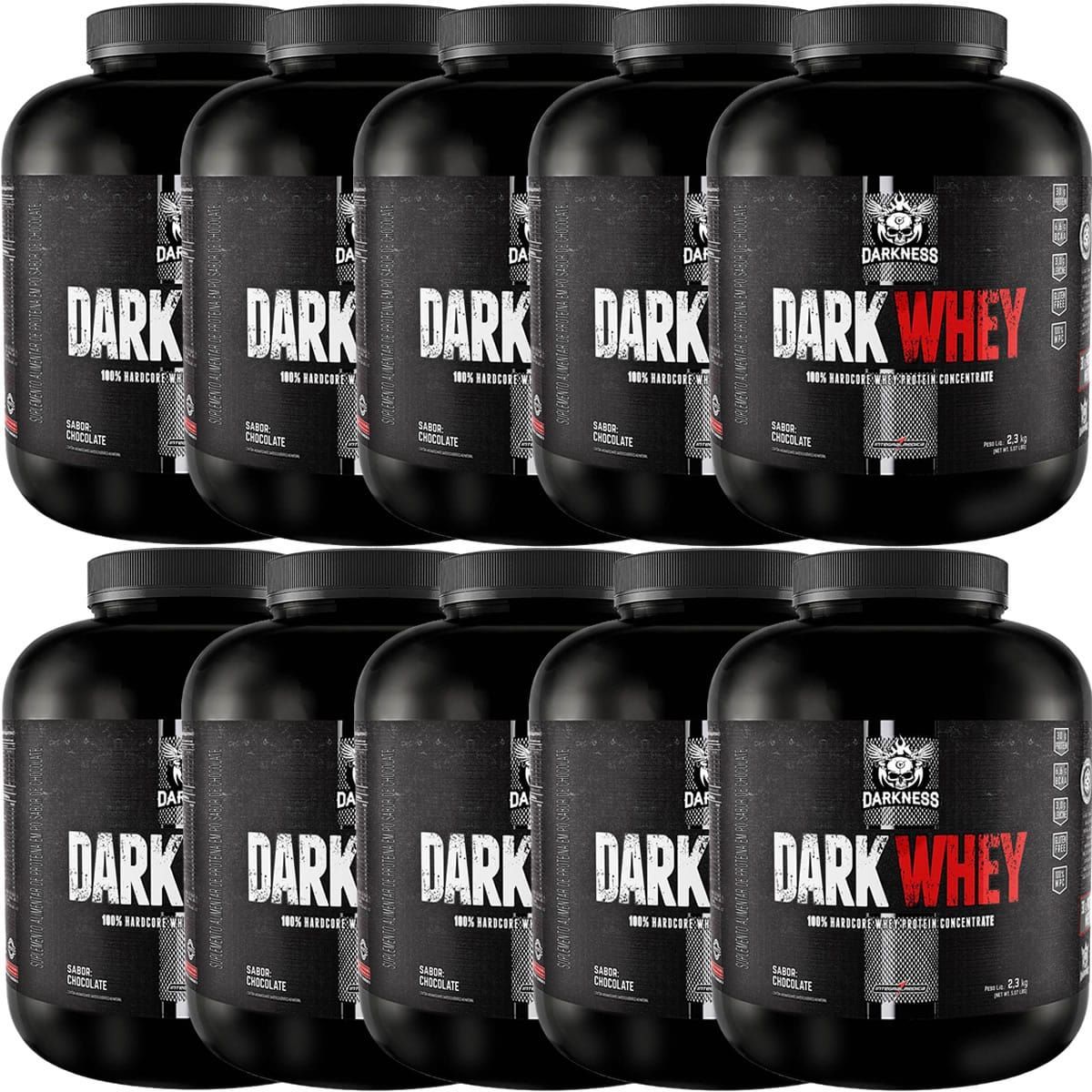 Kit 10X Dark Whey Darkness - 2.300g Chocolate - IntegralM�dica