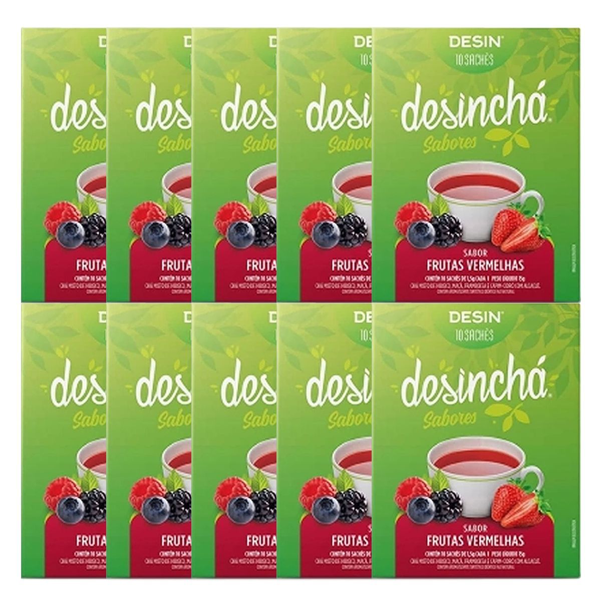 Kit 10X Desinch� Sabores - 10 Sach�s Frutas Vermelhas - Desinch�