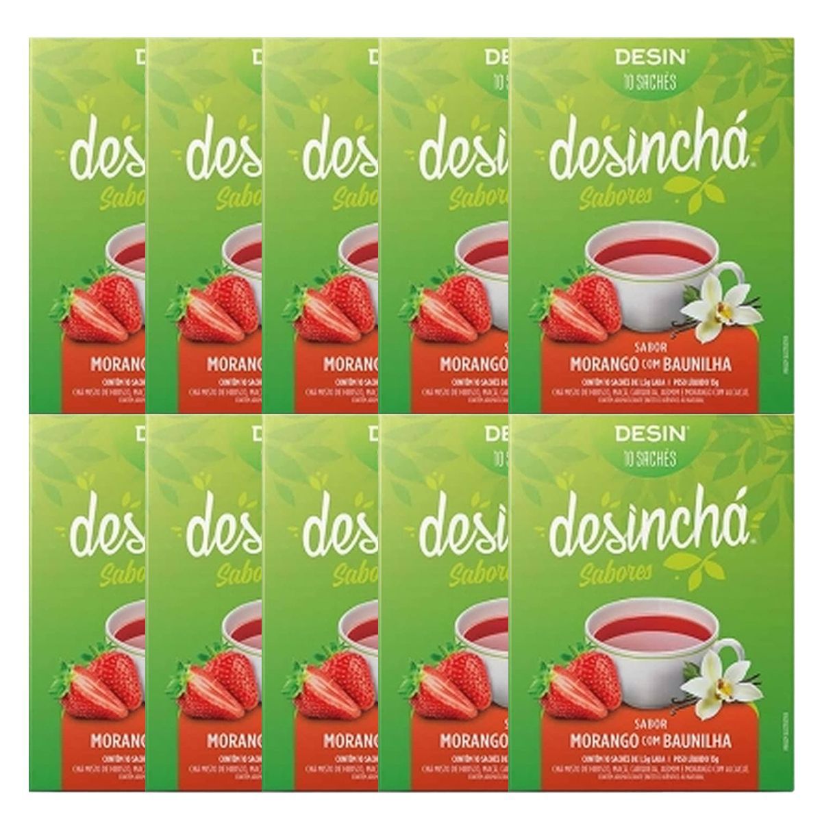 Kit 10X Desinch� Sabores - 10 Sach�s Morango com Baunilha - Desinch�