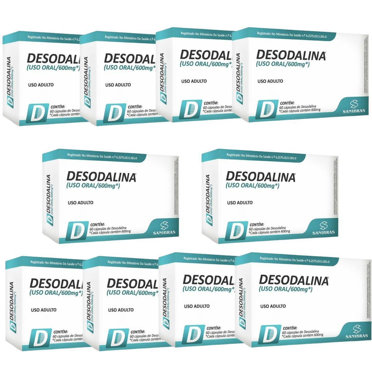 Kit 10X Desodalina - 60 C�psulas - Sanibras