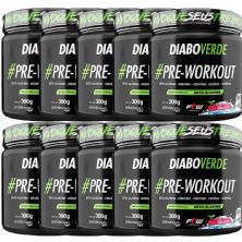 Kit 10X Diabo Verde Pre - Workout Nova F�rmula- 300g Cereja Ice - FTW