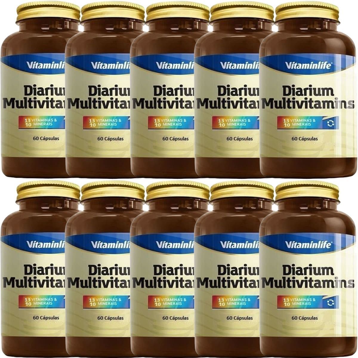 Kit 10X Diarium Multivitam�nico - 60 C�psulas - VitaminLife