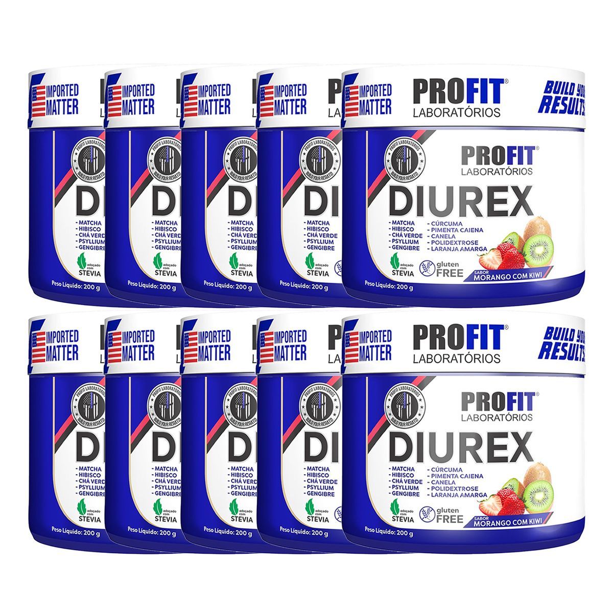 Kit 10X Diurex - 200g Morango Com Kiwi - Profit Laborat�rios