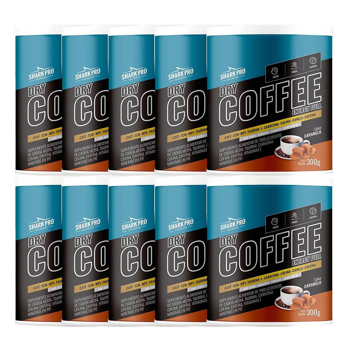 Kit 10X Dry Coffee - 300g Caramelo - Shark Pro