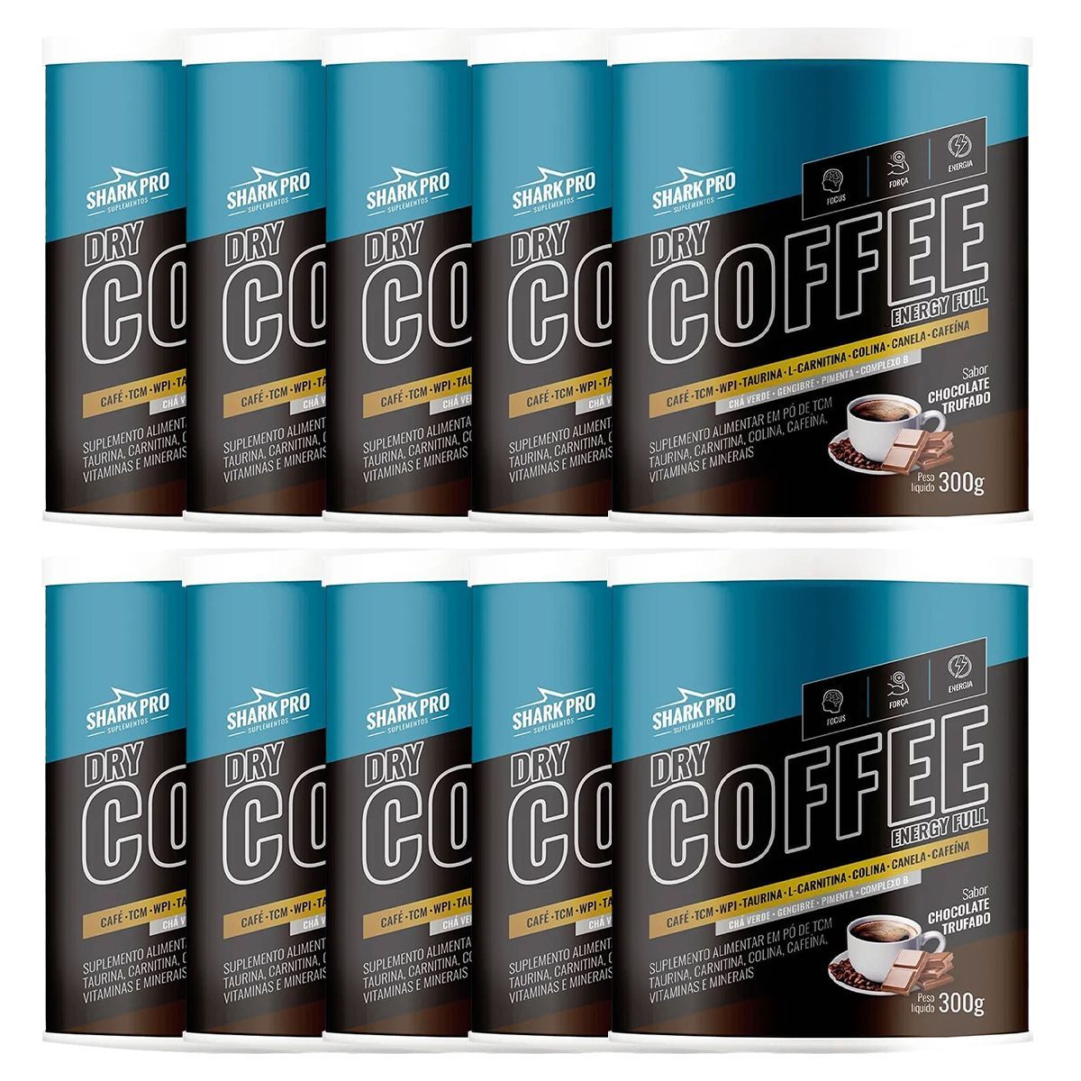 Kit 10X Dry Coffee - 300g Chocolate Trufado - Shark Pro