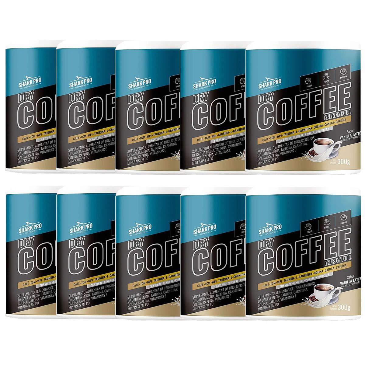Kit 10X Dry Coffee - 300g Vanilla Latte - Shark Pro