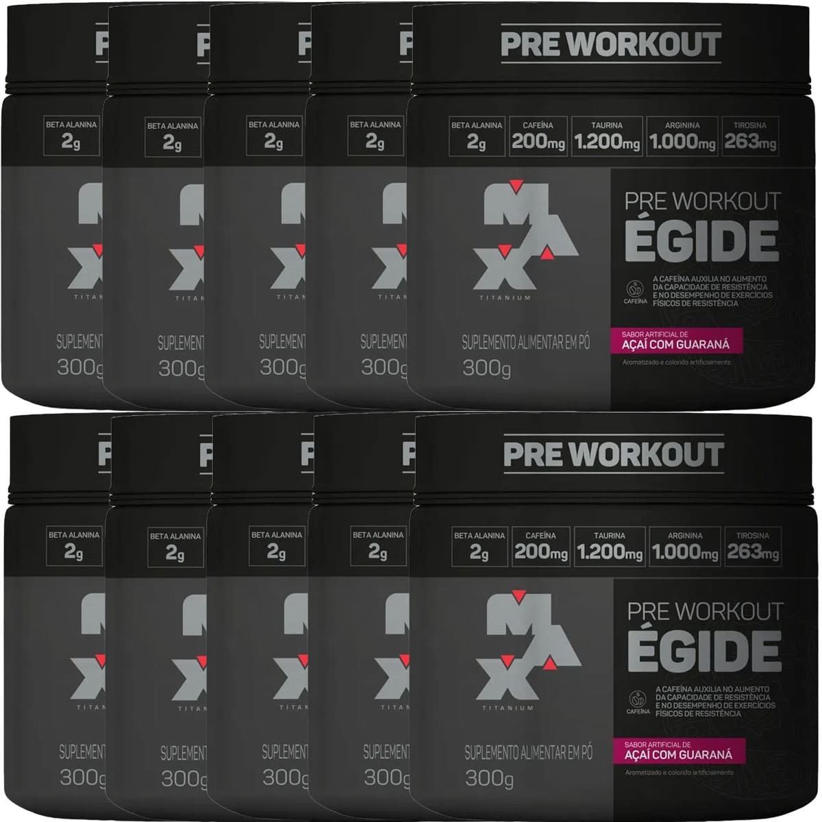 Kit 10X �gide Pre Workout - 300g A�a� Com Guaran� - Max Titanium