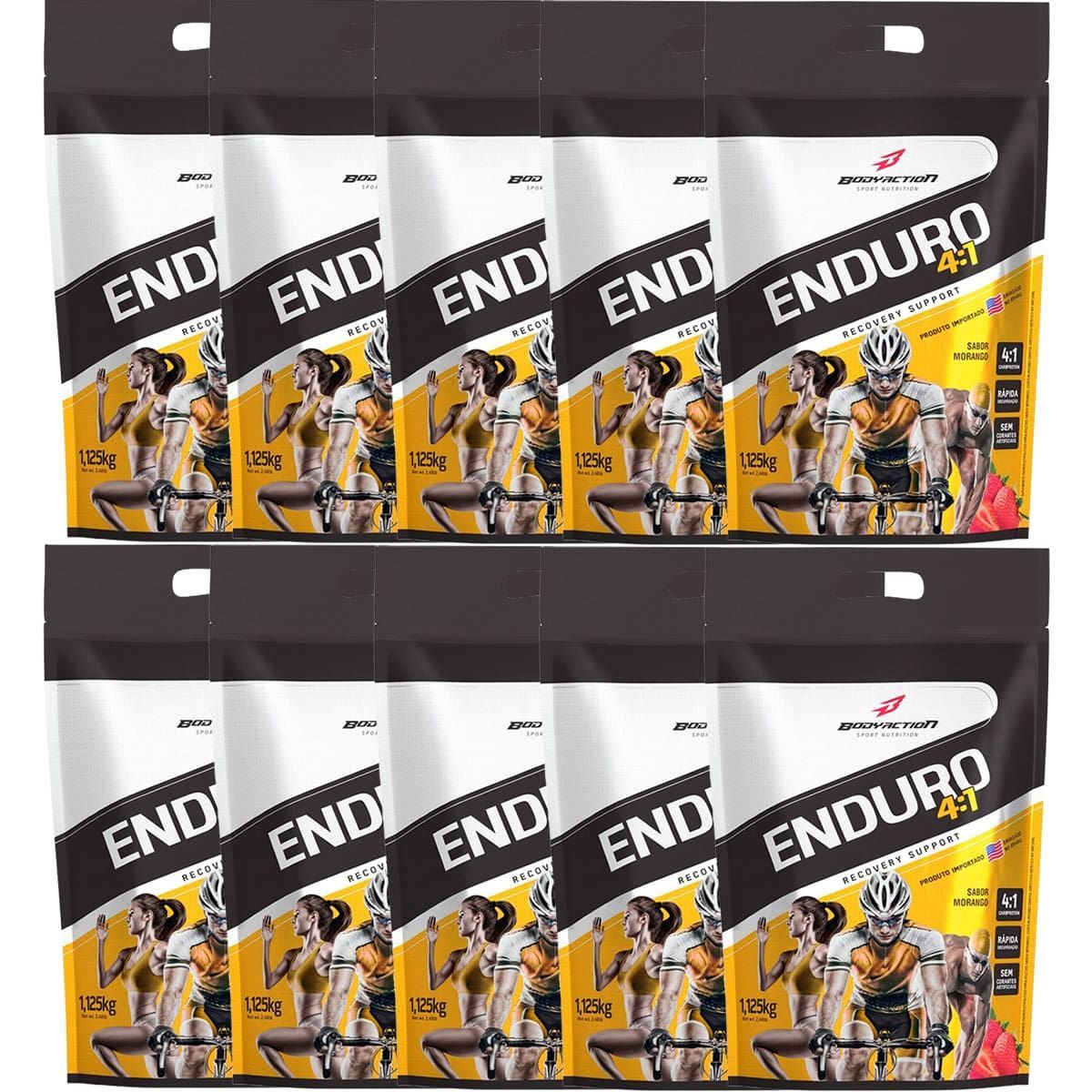Kit 10X Enduro 4:1 - 1125g Morango Refil - BodyAction