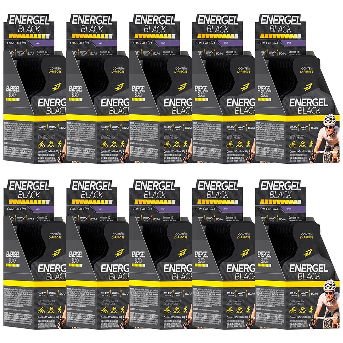 Kit 10X Energel Black - 10 Sach�s 30g Uva - BodyAction