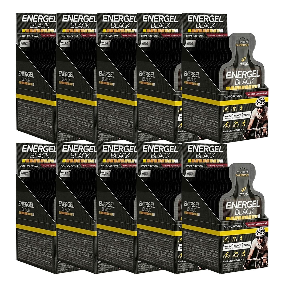 Kit 10X Energel Black - 10 Sach�s Frutas Vermelhas - BodyAction