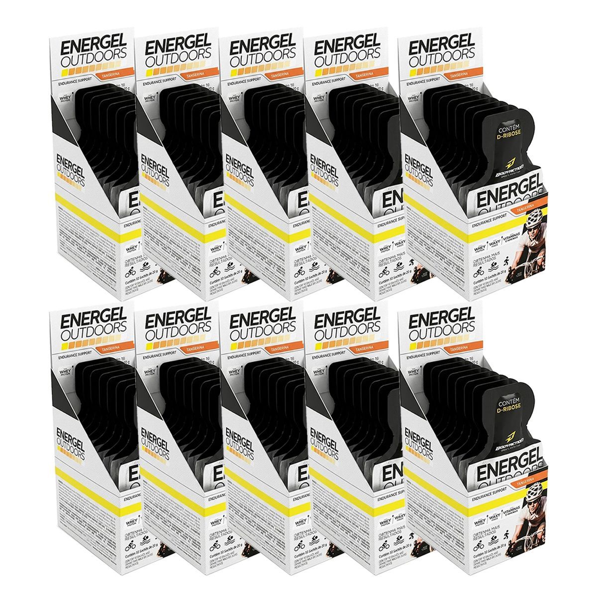 Kit 10X Energel Outdoors - 10 Unidades Tangerina - BodyAction