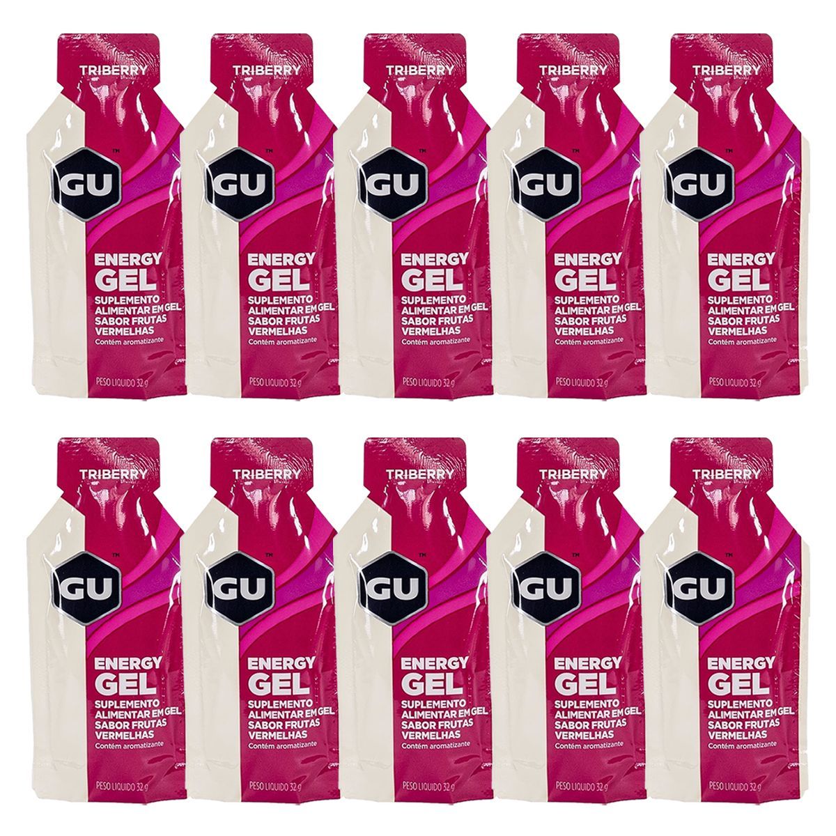 Kit 10X Energy Gel - 1 Sach� 32g Frutas Vermelhas - GU