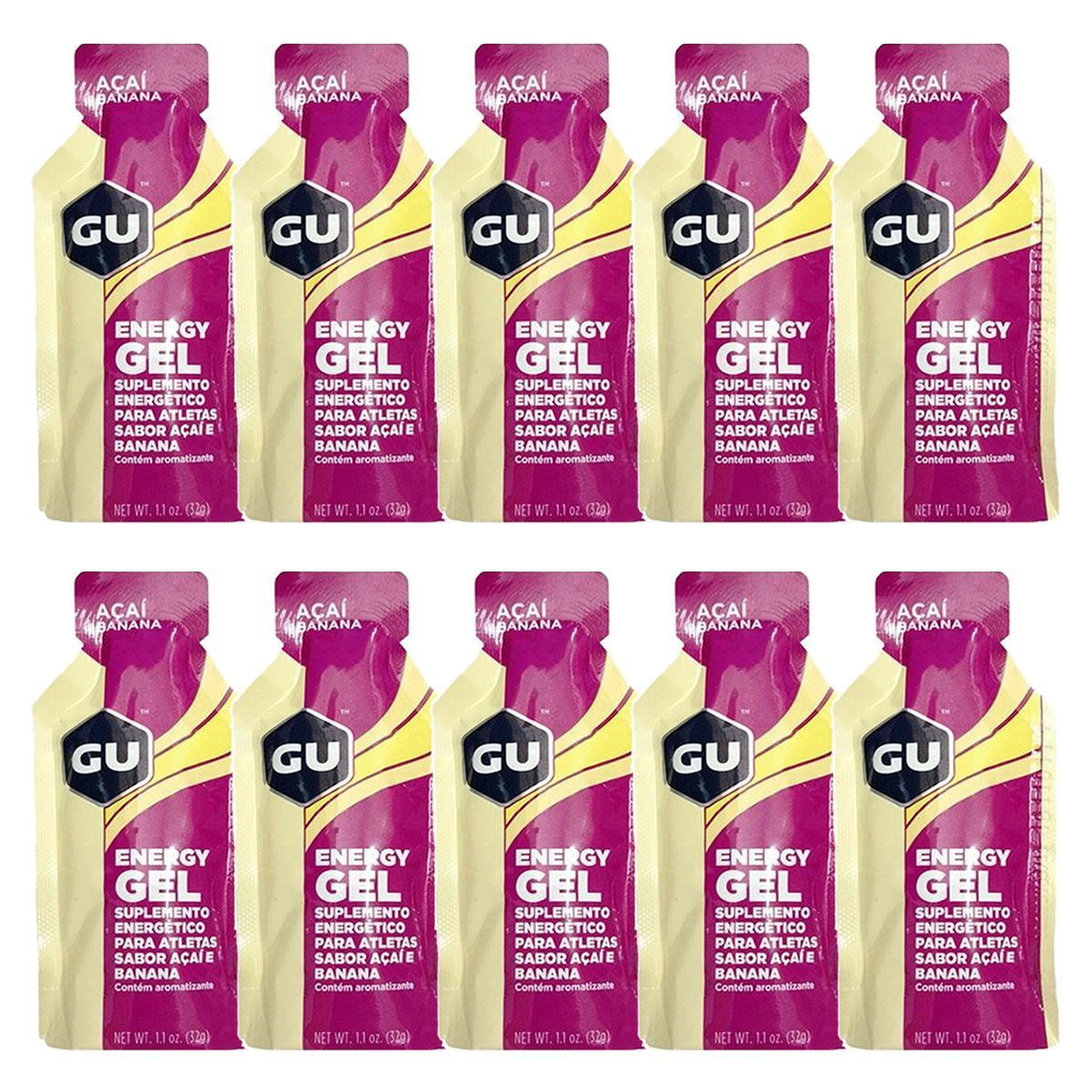 Kit 10X Energy Gel - Sabor A�a� e Banana 1 sach� 32g - GU