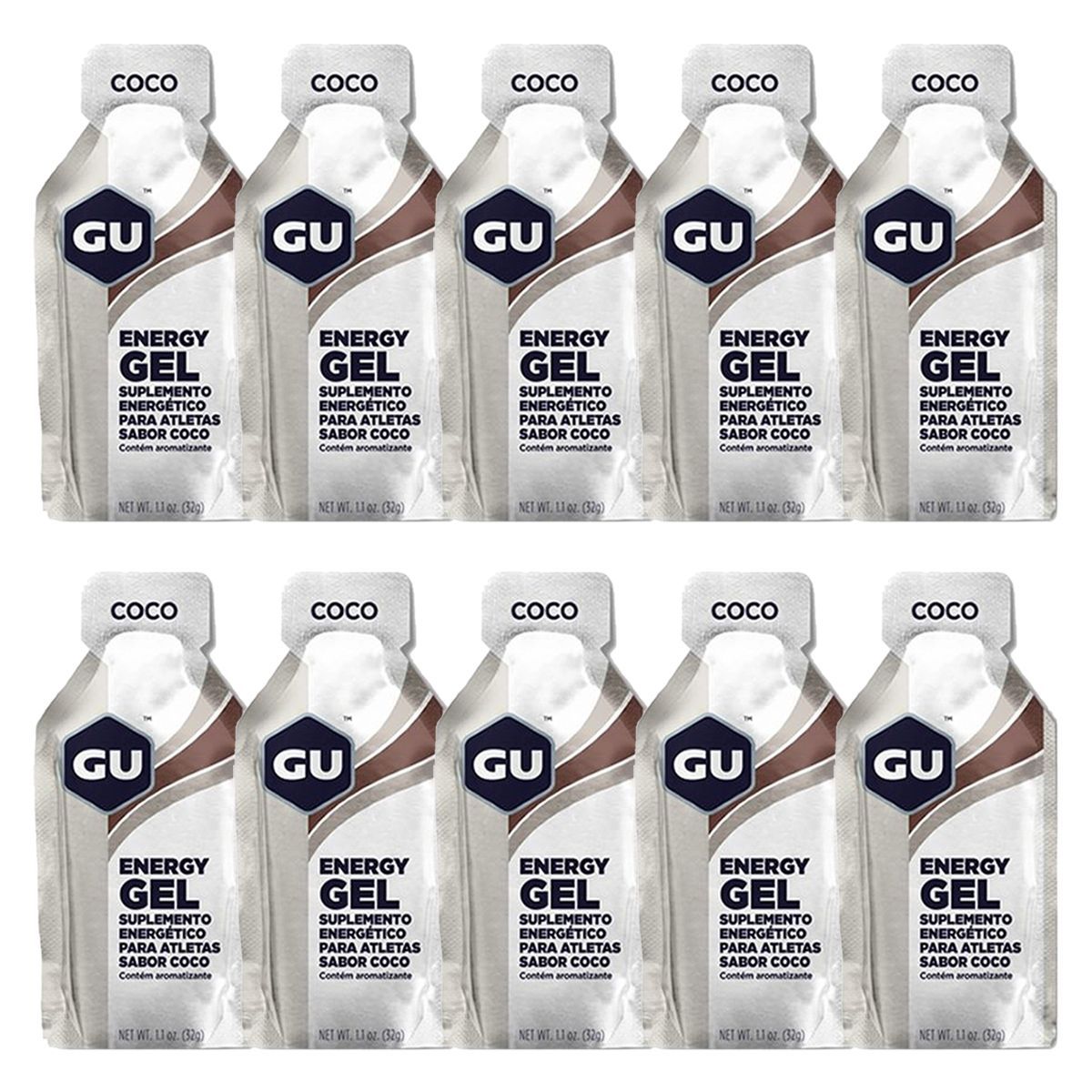 Kit 10X Energy Gel - Sabor Coco 1 Sach�s 32g - GU