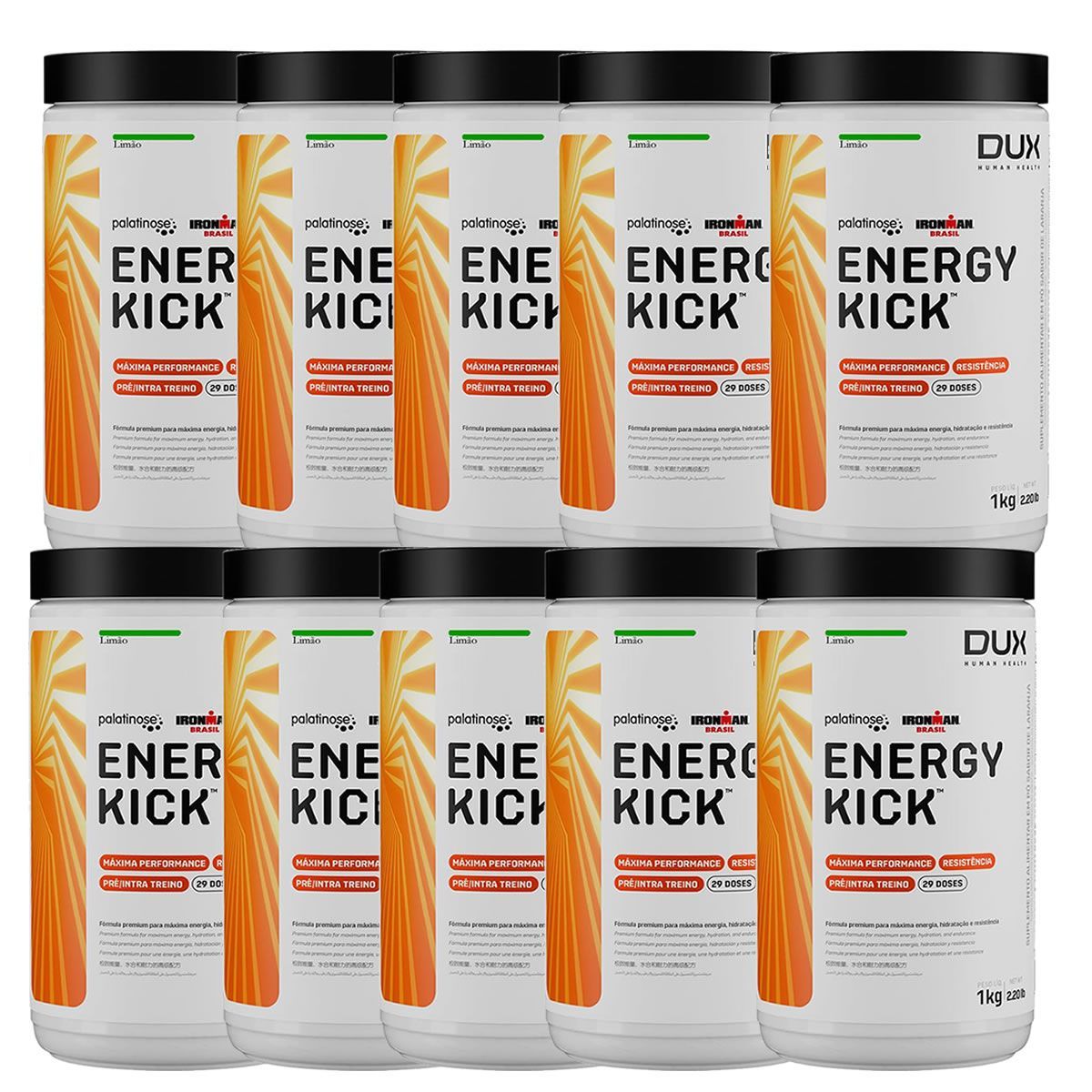Kit 10X Energy Kick - 1000g Lim�o - Dux Nutrition