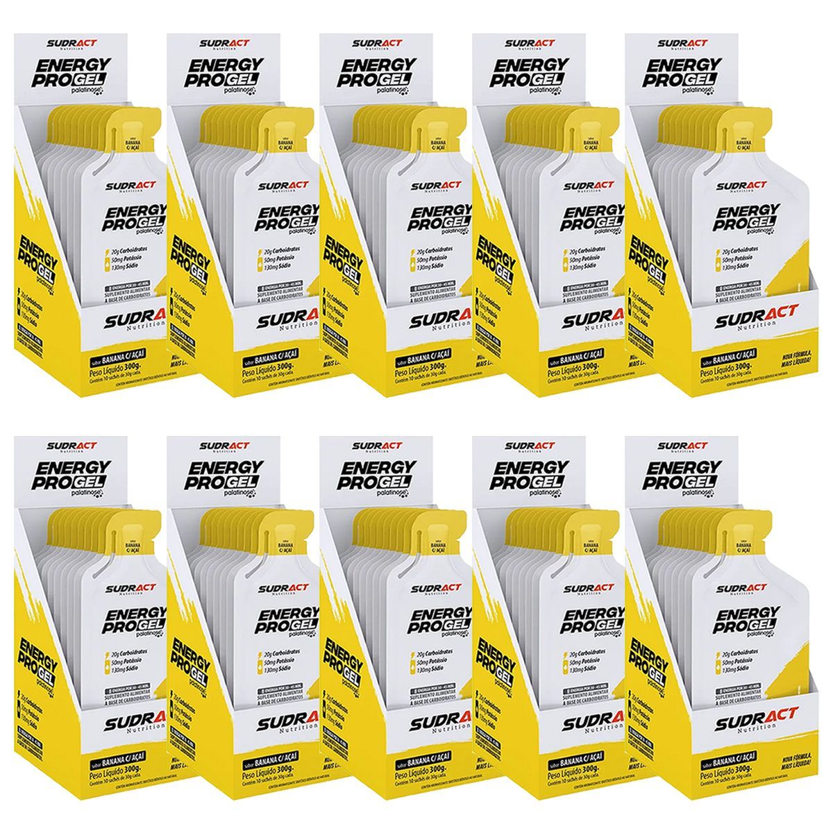 Kit 10X Energy Pro Gel - 10 sach�s de 30g Banana com A�a� - Sudract Nutrition