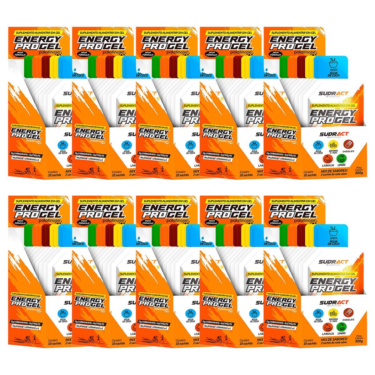 Kit 10X Energy Pro Gel - 10 Sach�s de 30g Sabores Sortidos - Sudract Nutrition