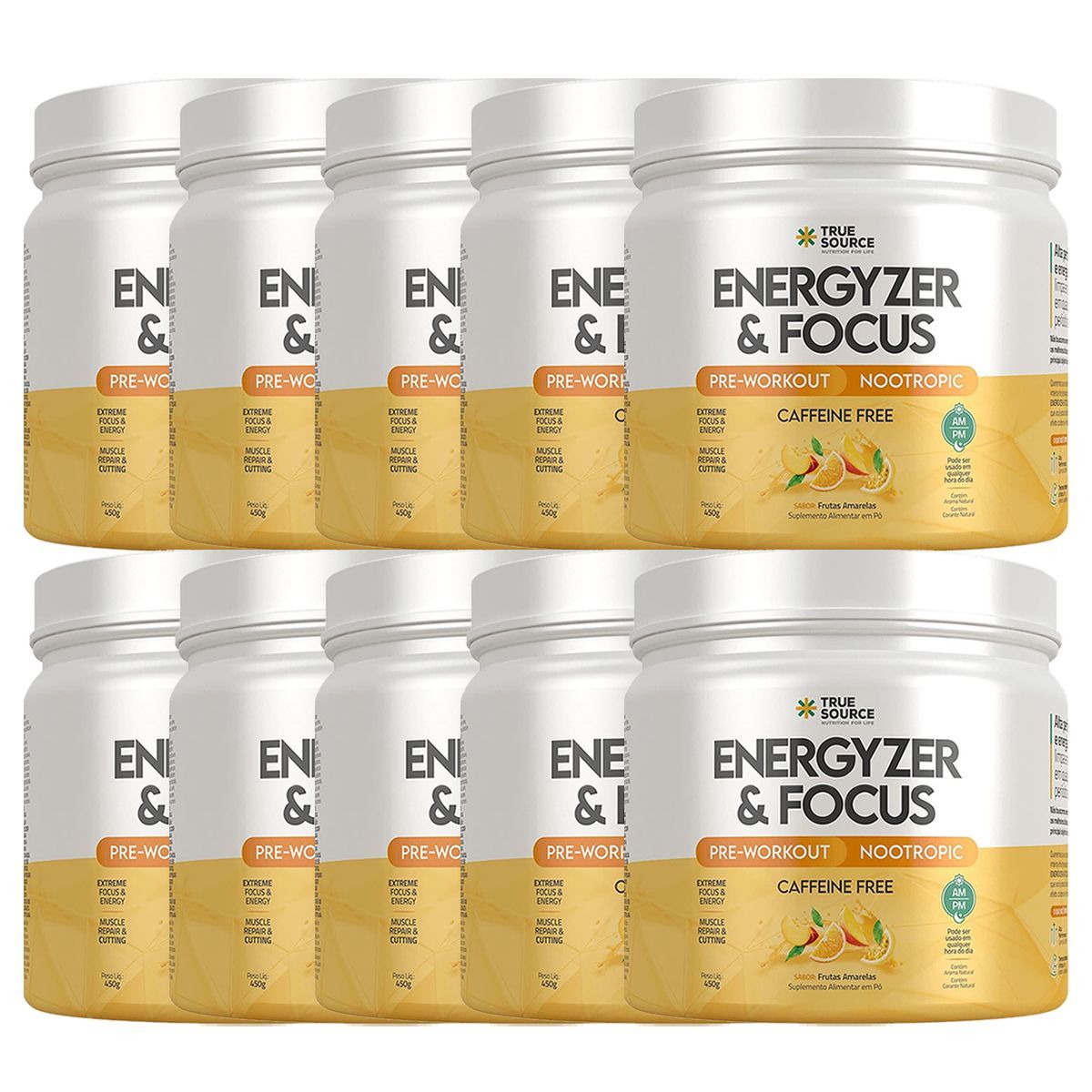 Kit 10X Energyzer & Focus - 450g Frutas Amarelas - True Source