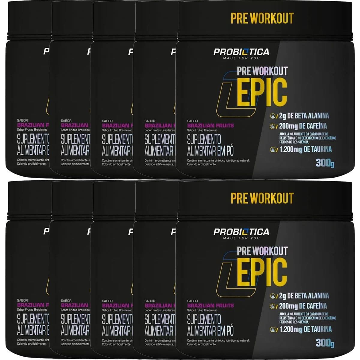 Kit 10X Epic Pr� Workout - 300g Brazilian Fruits - Probi�tica