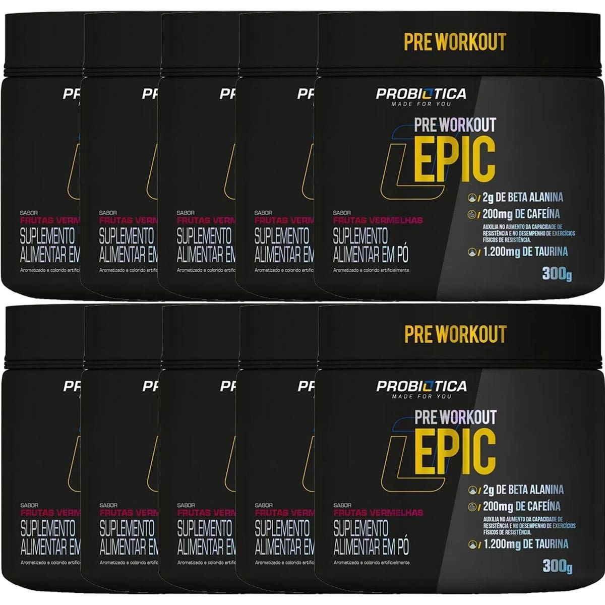 Kit 10X Epic Pr� Workout - 300g Frutas Vermelhas - Probi�tica
