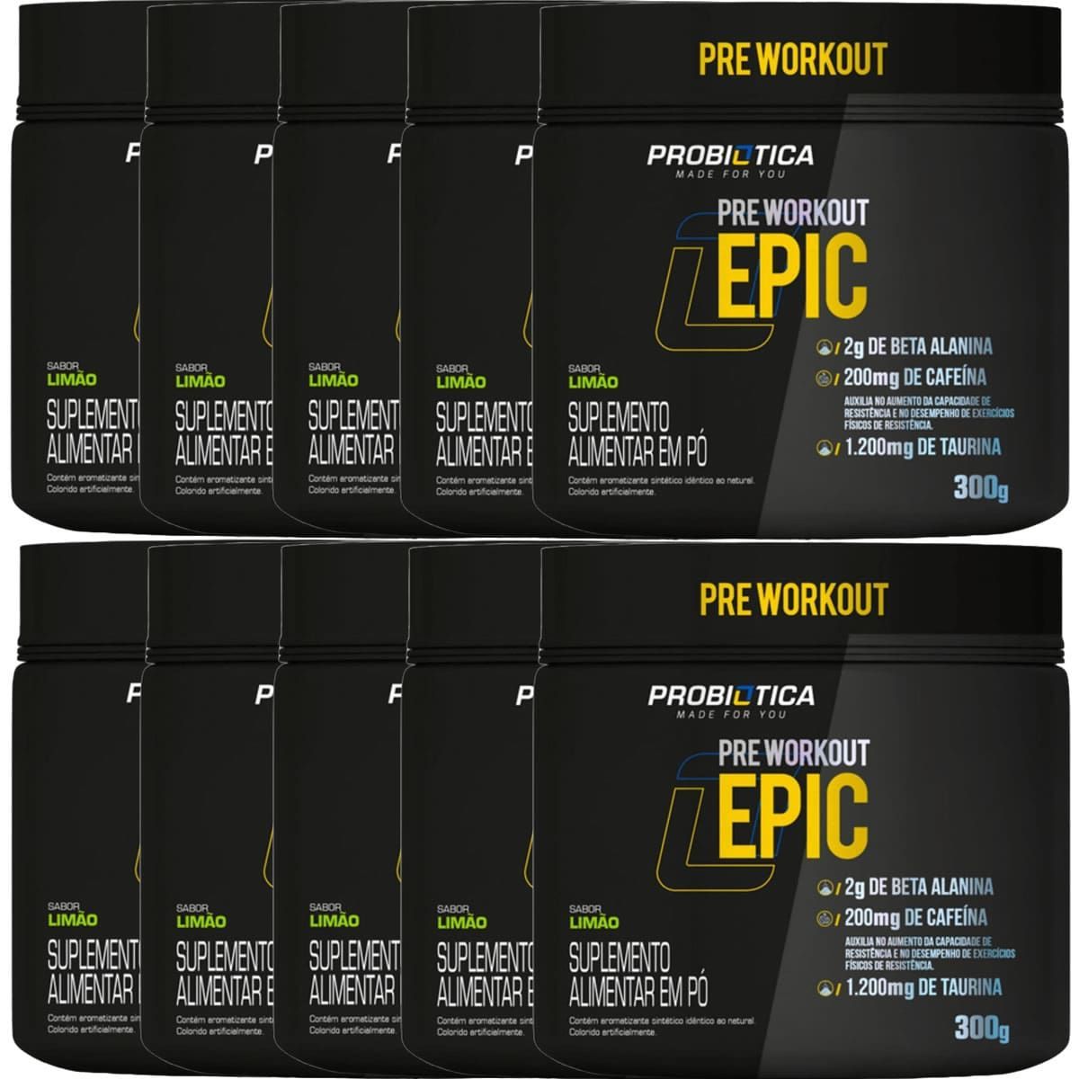 Kit 10X Epic Pr� Workout - 300g Lim�o - Probi�tica