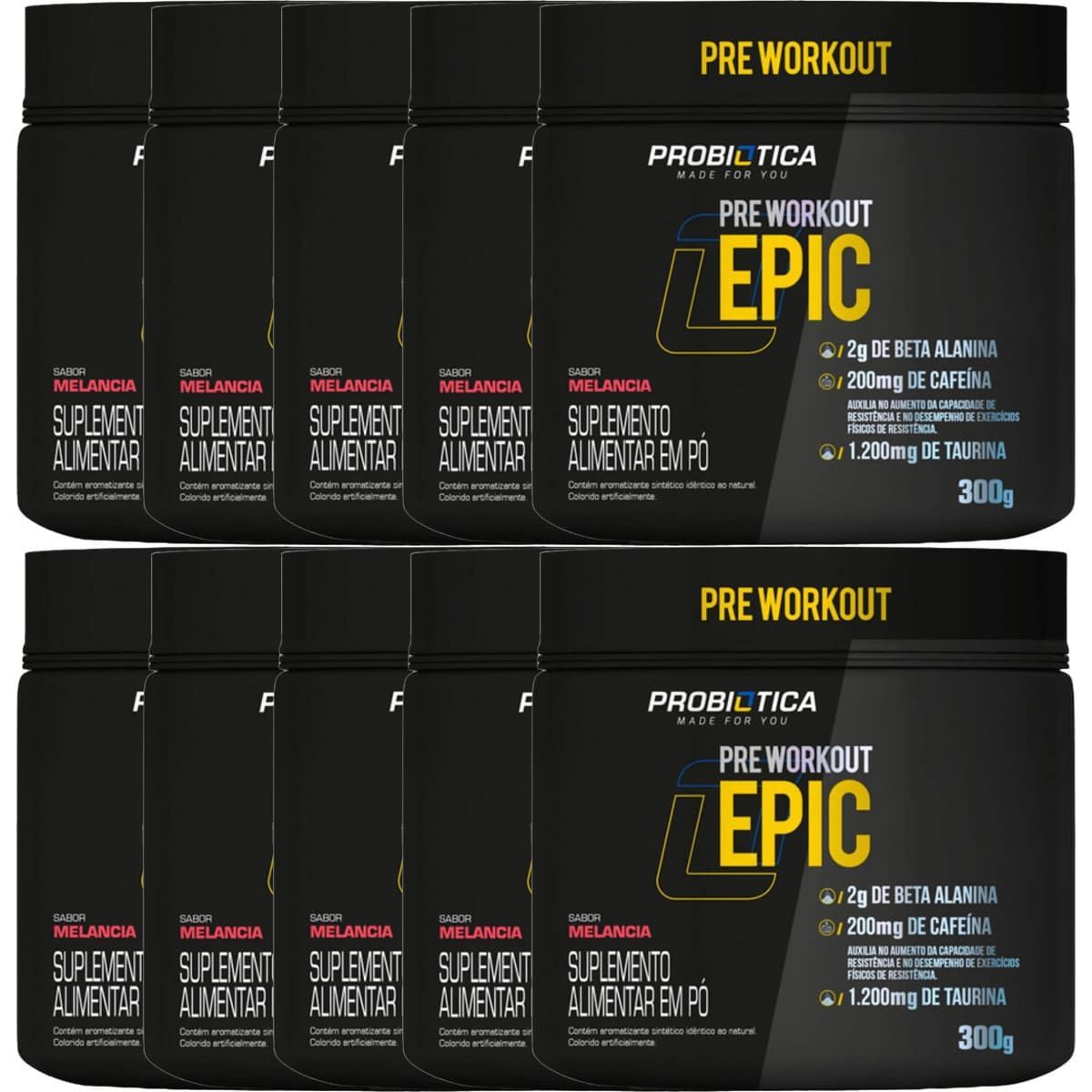 Kit 10X Epic Pr� Workout - 300g Melancia - Probi�tica