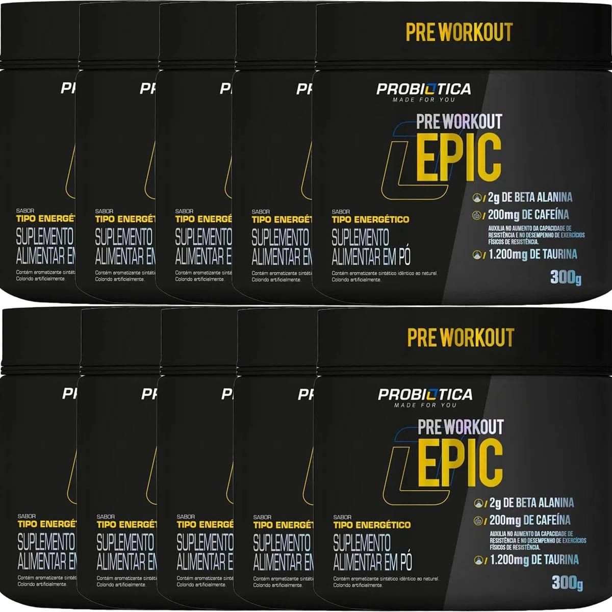 Kit 10X Epic Pr� Workout - 300g Tipo Energ�tico - Probi�tica