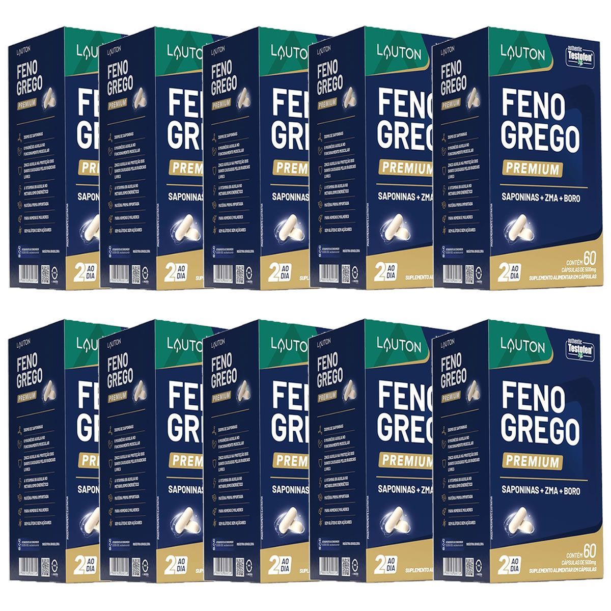 Kit 10X Feno Grego Premium - 60 C�psulas - Lauton Nutrition