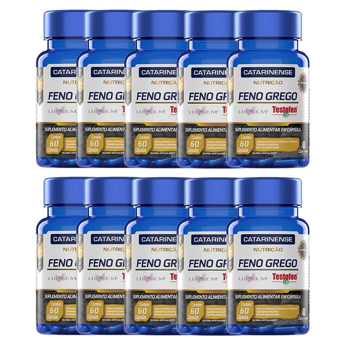 Kit 10X Feno Grego Testofen - 60 C�psula - Catarinense Nutricao