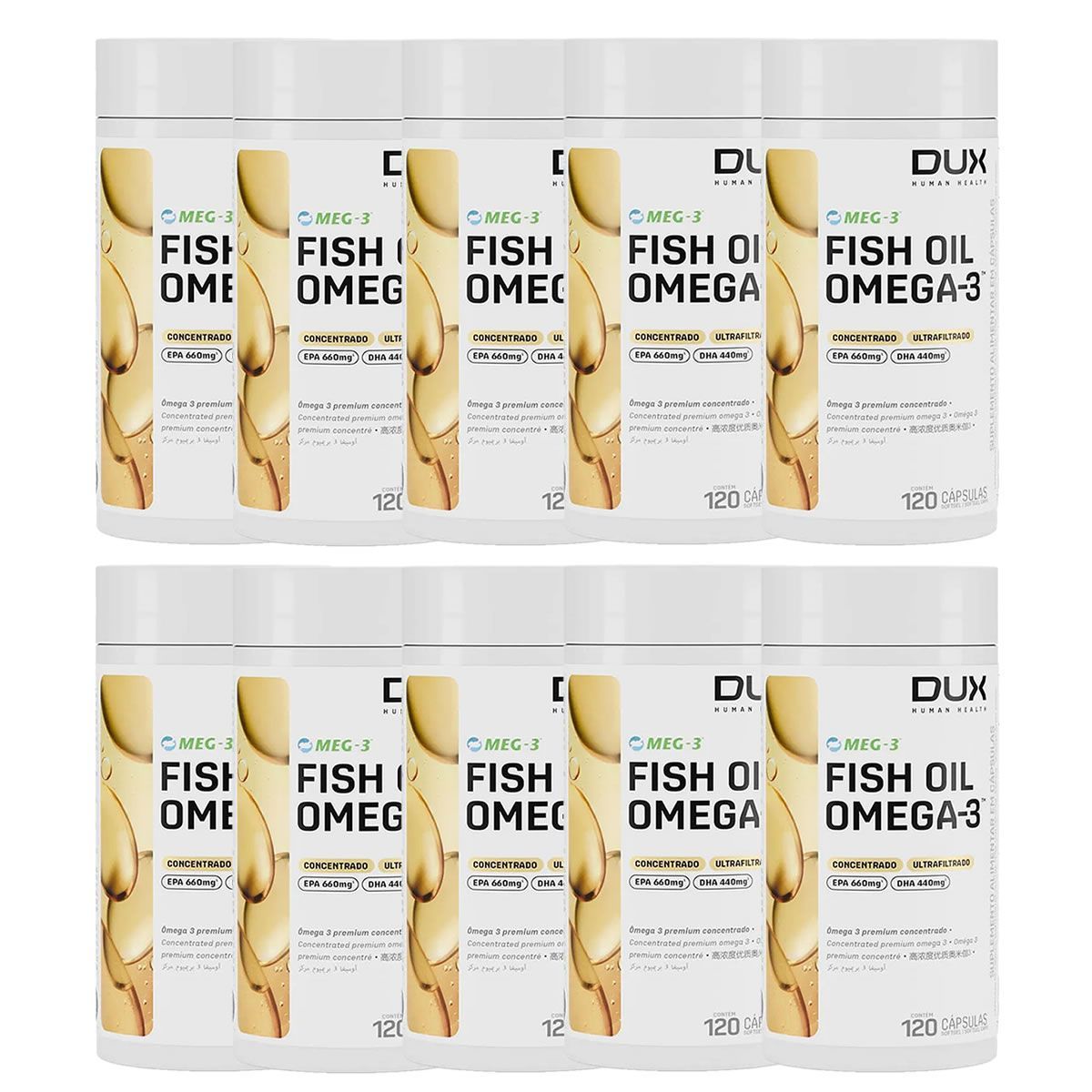 Kit 10X Fish Oil Premium -  120 C�psulas Softgel - Dux Nutrition