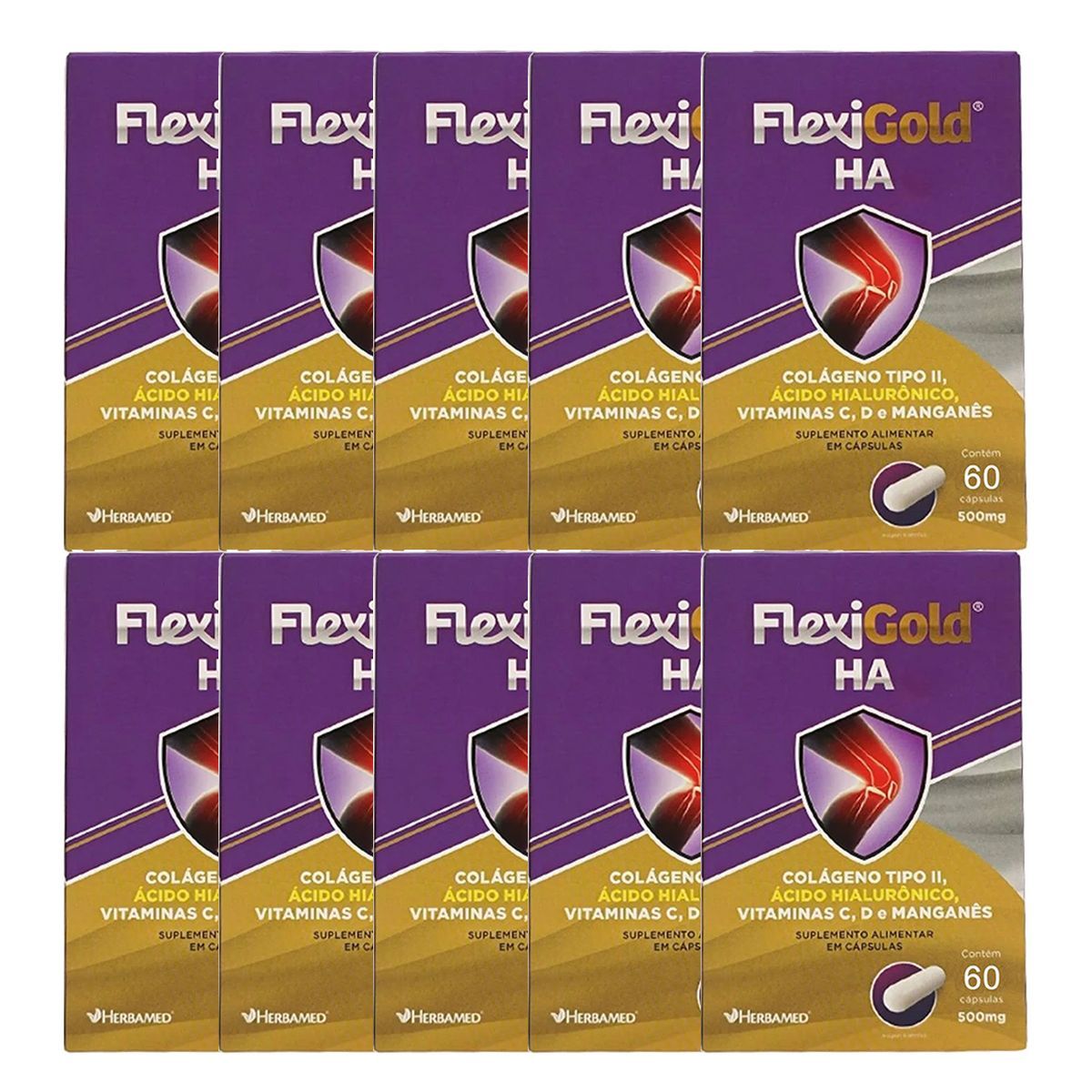 Kit 10X Flexigold HA -  60 C�psulas - Herbamed